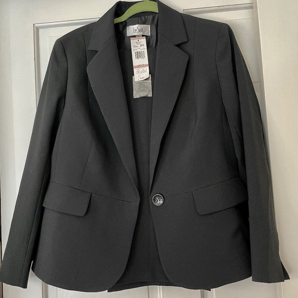 NWT Le Suit Women's black pants suit 2 pc size 12